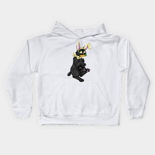 Bobtail BunnyCat: Black (Yellow) Kids Hoodie